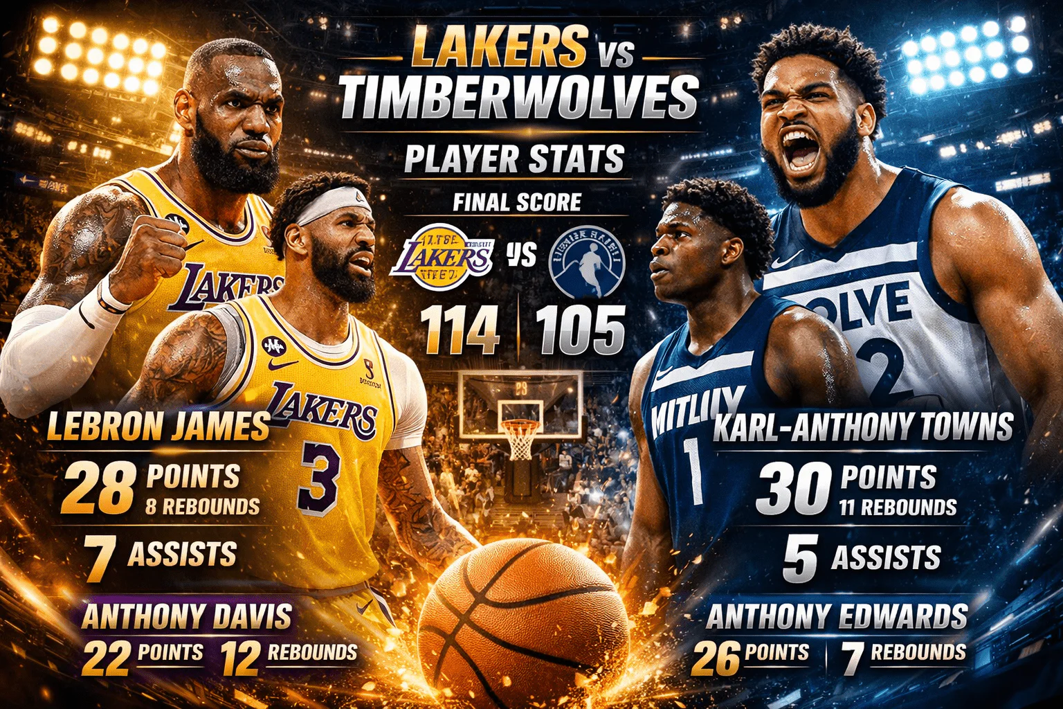 Lakers vs Timberwolves Match Player Stats